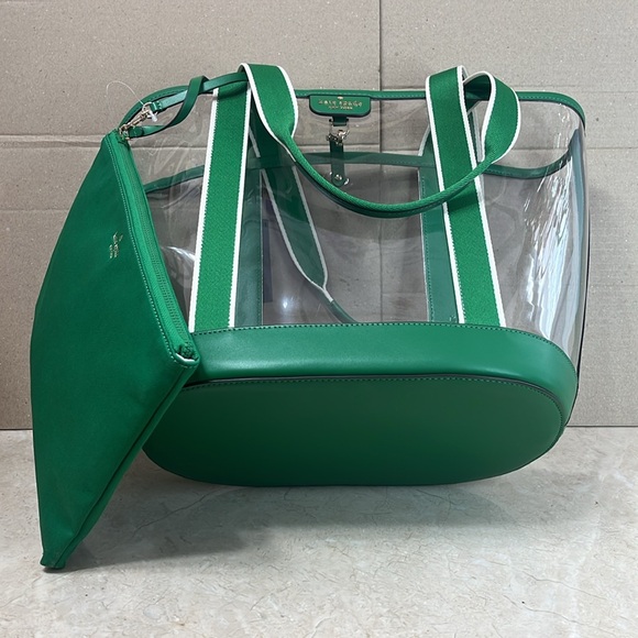 ♠️kate spade Clare Clear See Through Stadium Tote Bag, Green Bean NWT - Picture 13 of 15